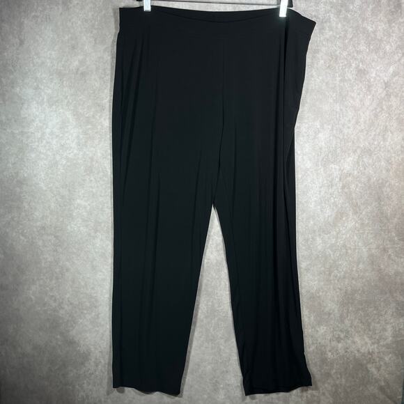 Susan Graver Essentials Pants Women 2X Black Trousers Straight Ankle Travel Work - Picture 1 of 10